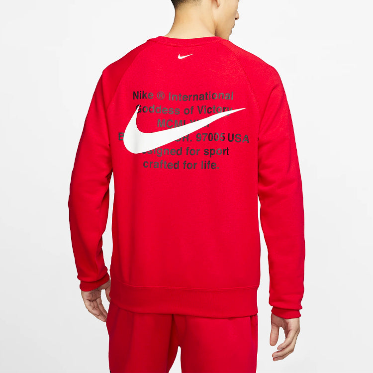 Nike Embroidered Fleece Lined Stay Warm Round Neck Pullover Red DD5079-657