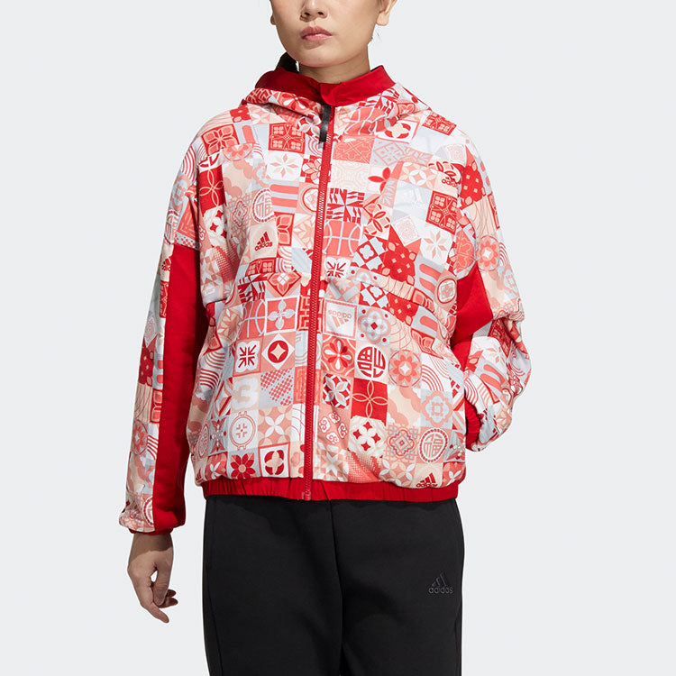 (WMNS) adidas CNY Limited Reversible Hooded Track Jacket Red HC2803