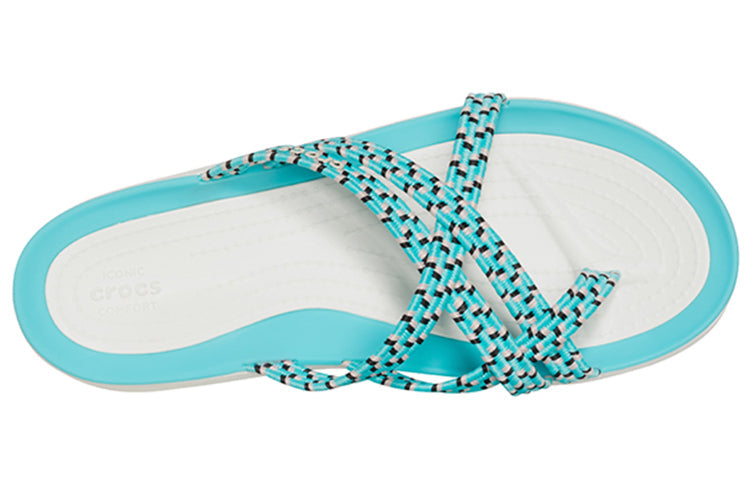 (WMNS) Crocs Knitted Flip-Flops Blue White 205728-4DY