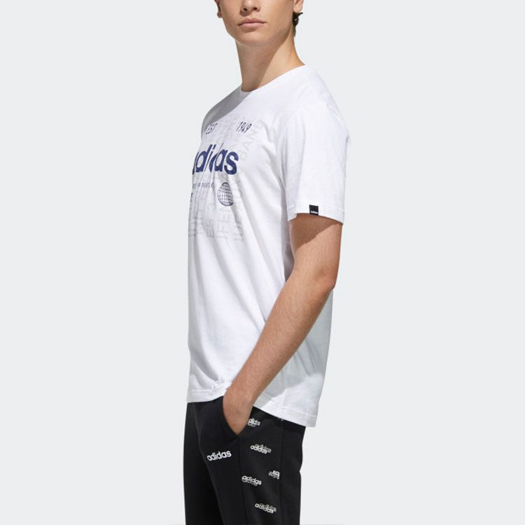 adidas Logo Printing Round Neck Casual Sports Short Sleeve White FM6279