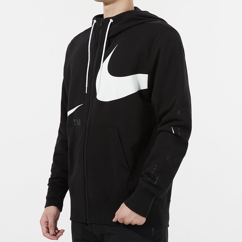 Men's Nike Large Logo Printing Loose Hooded Jacket Autumn Black DD6088-010