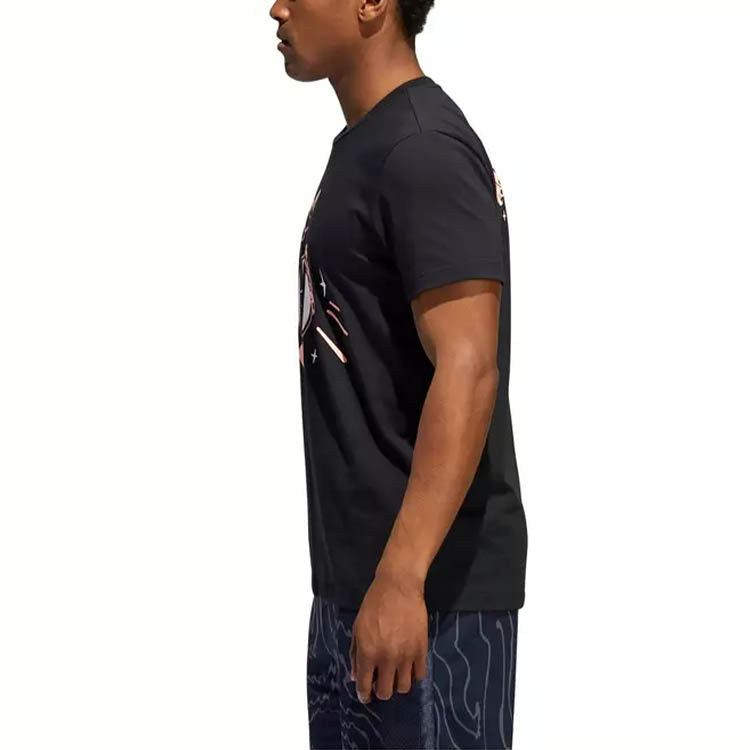Men's adidas Hrdn Swag Verb James Harden Basketball Sports Printing Round Neck Short Sleeve Black T-Shirt DX6926