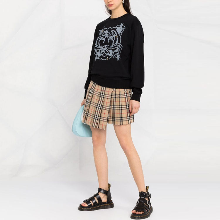 (WMNS) KENZO SS21 Printing Round Neck Long Sleeves Hoodie Black FB52SW8294MO-99