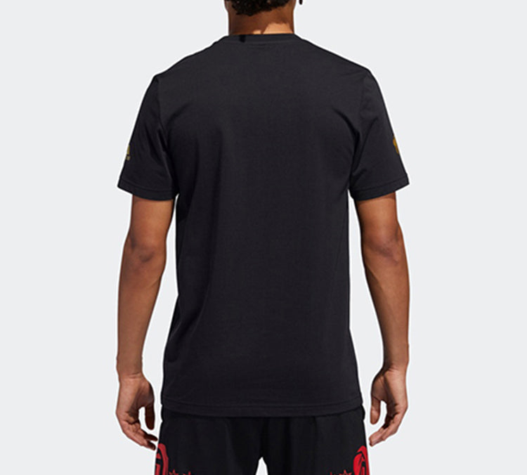 adidas Metallic Rose Printing Basketball Sports Short Sleeve Black GK6583