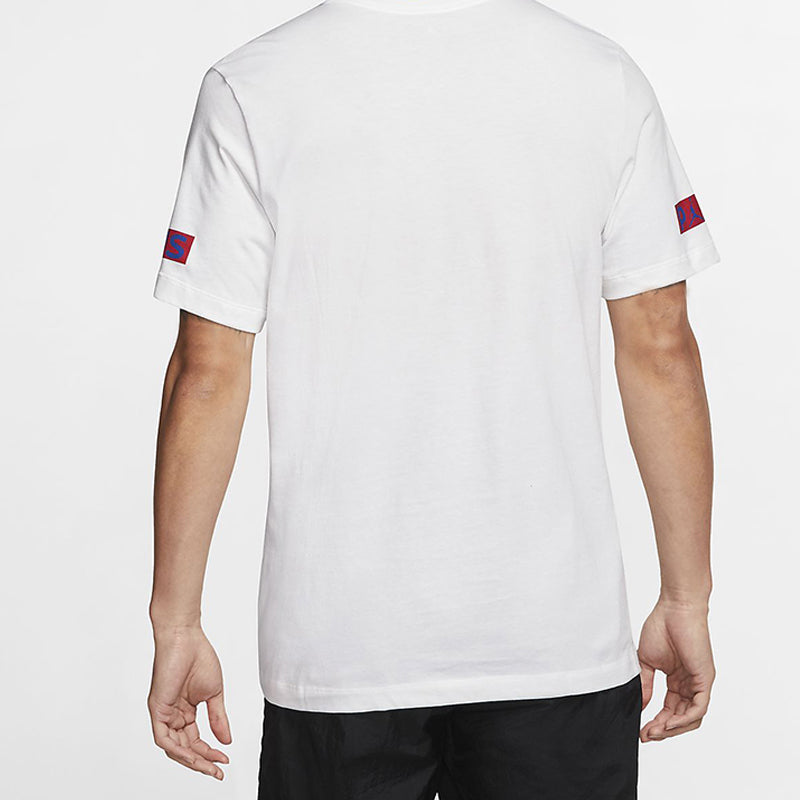 Air Jordan Paris Saint-Germain Logo Tee Printing Short Sleeve US Edition White BQ8384-100