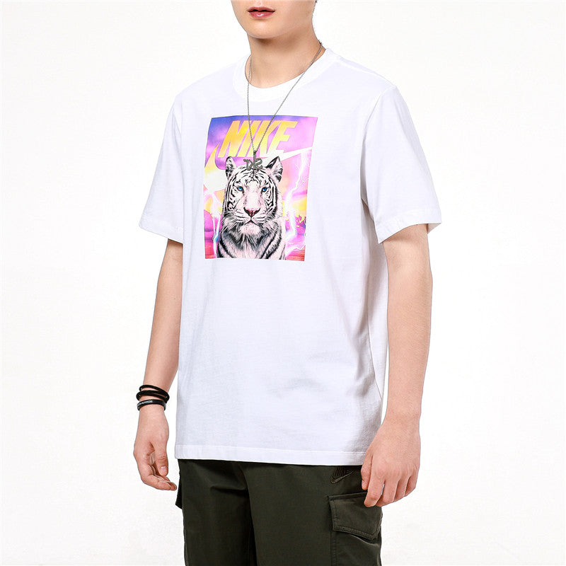 Men's Nike Printing Sports Breathable Round Neck Short Sleeve White T-Shirt DJ1406-100