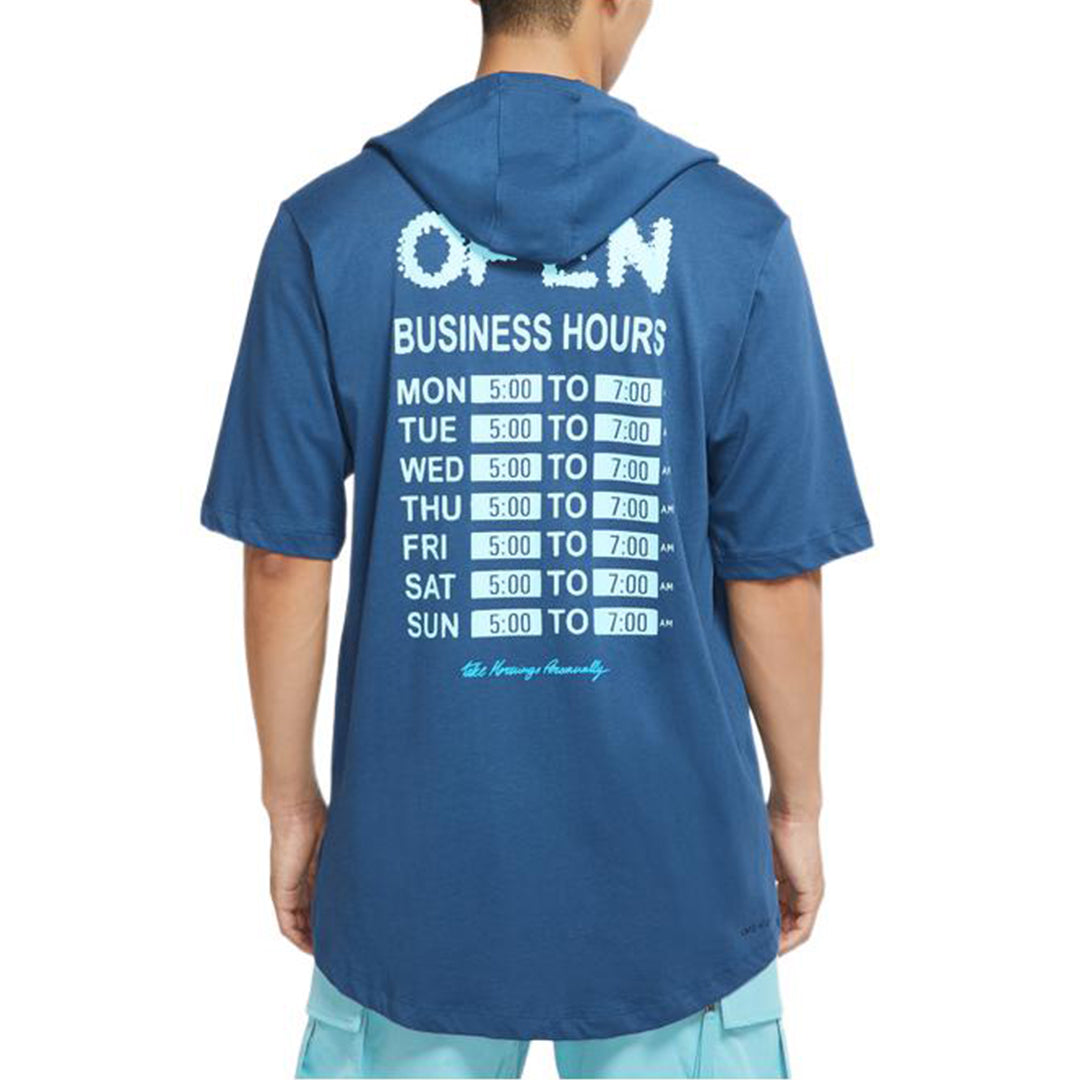 Air Jordan Alphabet Short Sleeve Hoodie Men's Blue DQ7383-493