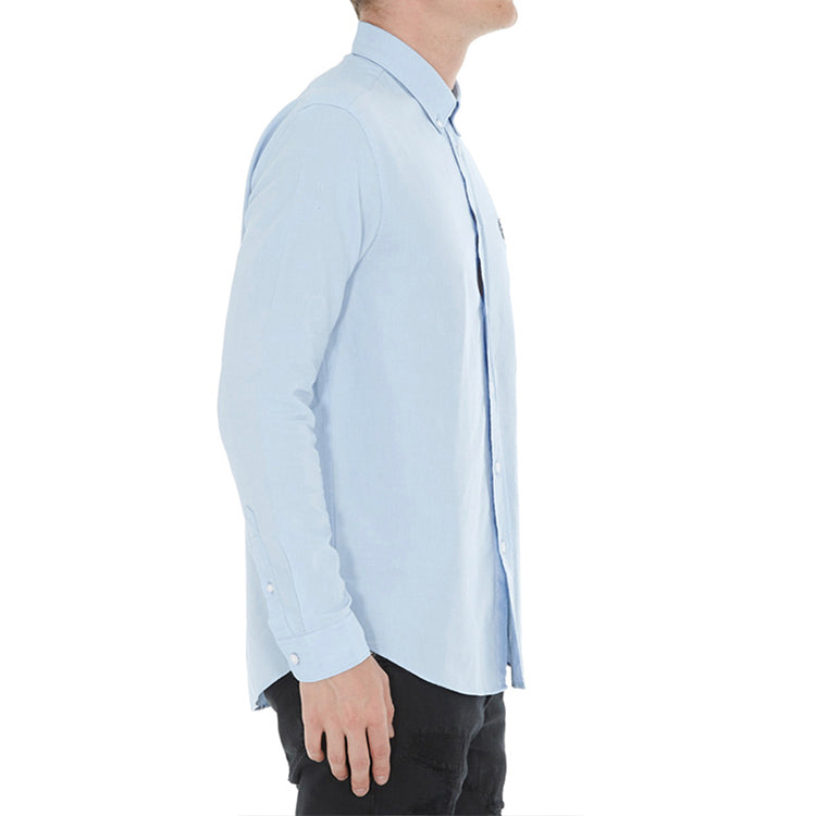 Men's KENZO SS21 Embroidered Casual Long Sleeves Shirt Light Blue F965CH4001LD-63