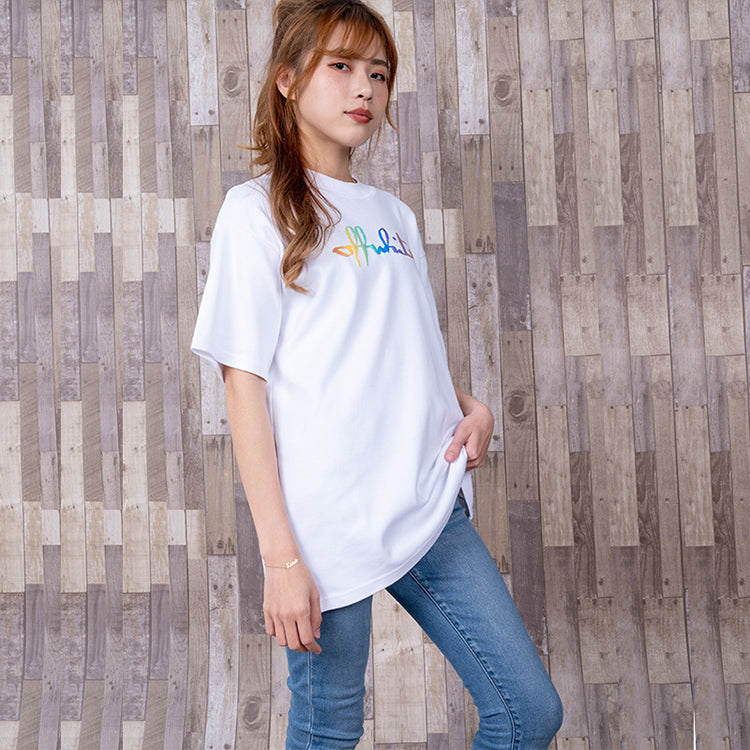 (WMNS) Off-White Tomboy Rainbow Logo Printing Short Sleeve Slim Fit White T-Shirt OWAA072R21JER0010184