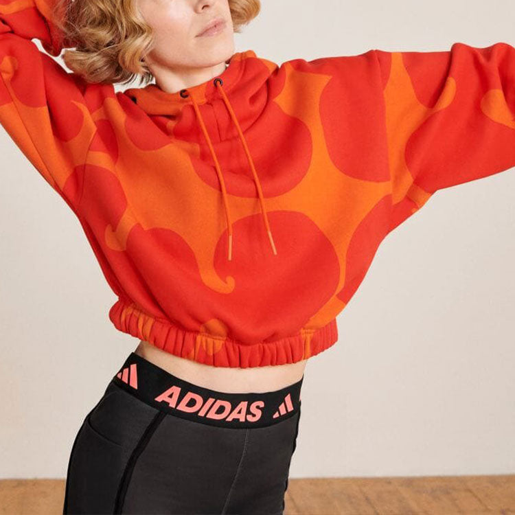 (WMNS) adidas X Marimekko Crop Hoodie 'Orange' HJ7306