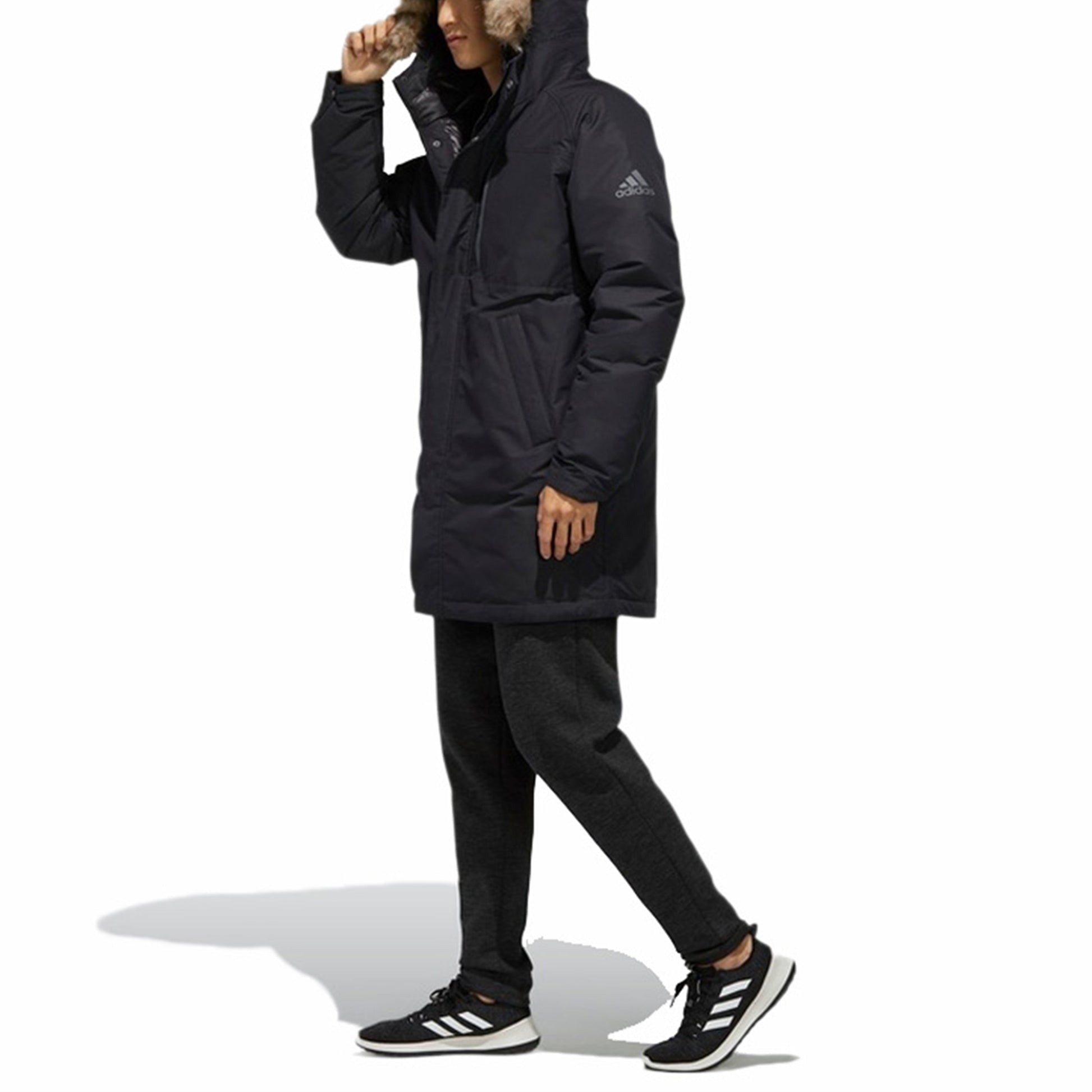 adidas Utility Down PK Outdoor mid-length hooded down Jacket Black EH3975