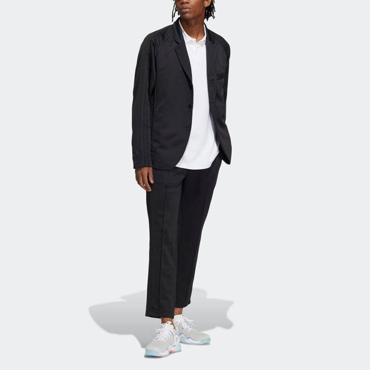 Men's adidas Solid Color Long Sleeves Jacket Black H64626