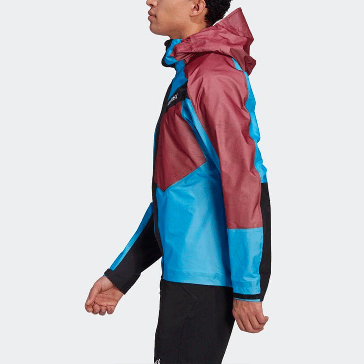 Men's adidas originals Colorblock Splicing Hooded Track Jacket Blue H57721