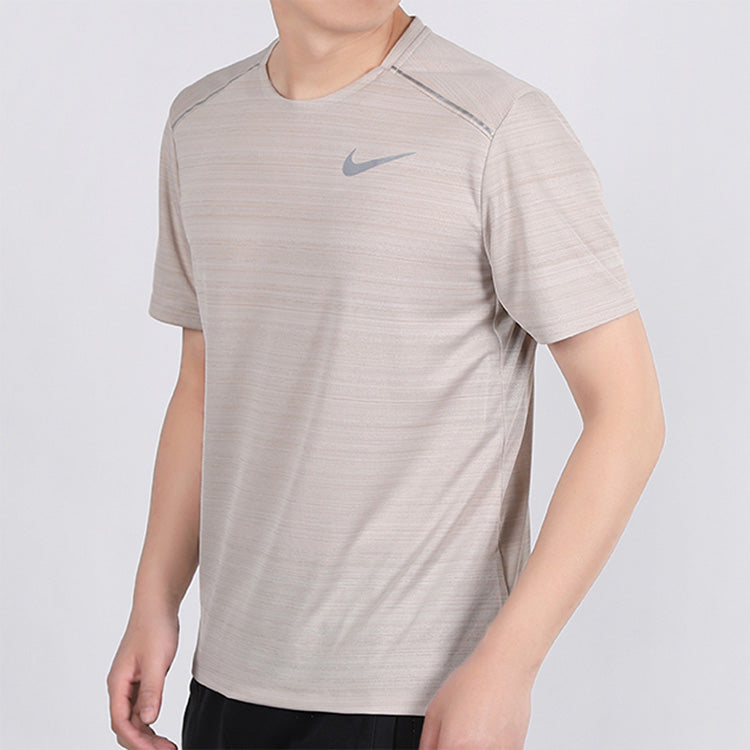 Men's Nike Logo Round Neck Short Sleeve Gray T-Shirt AJ7566-221