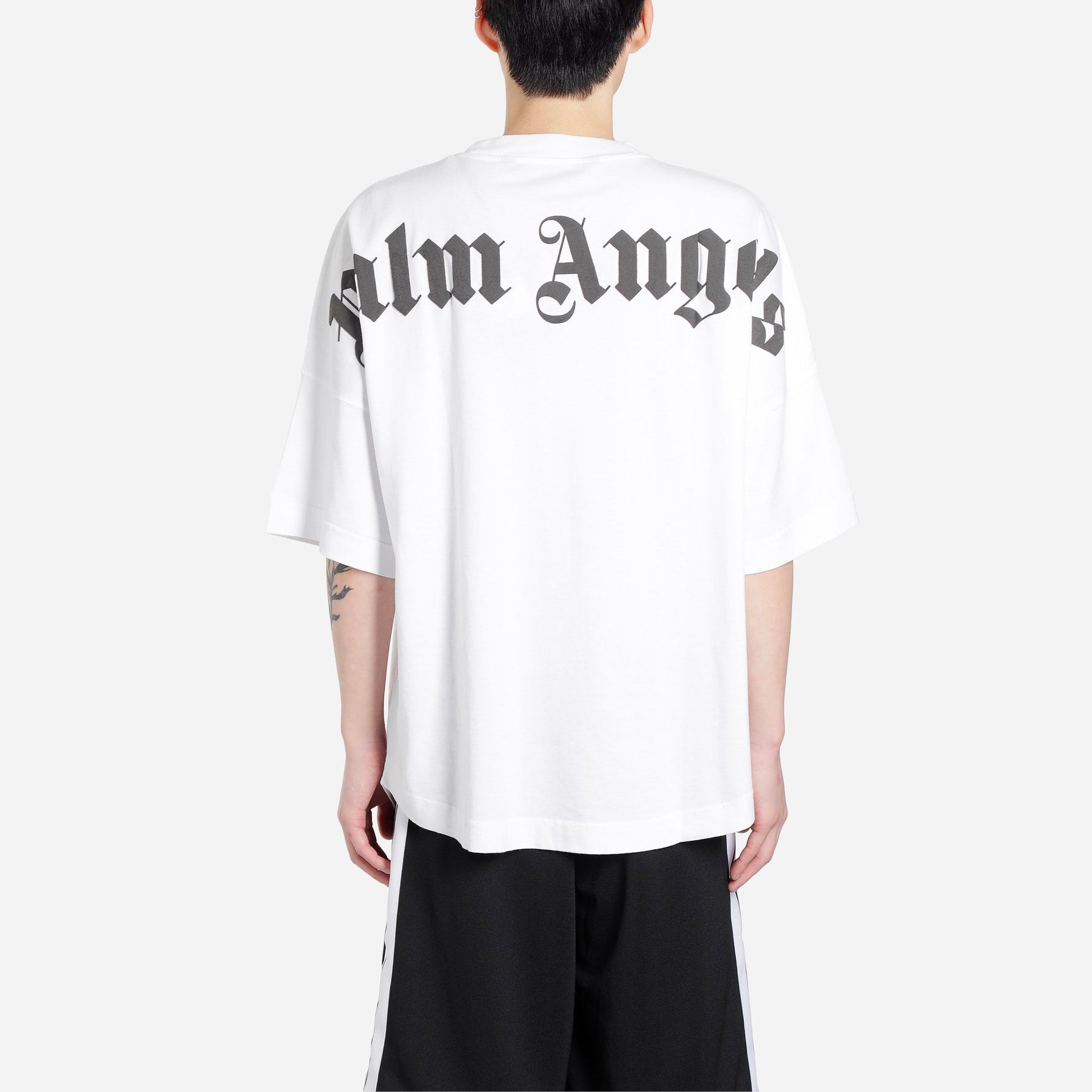 Men's PALM ANGELS Collar Back Logo Short Sleeve White PMAA002R204130350110