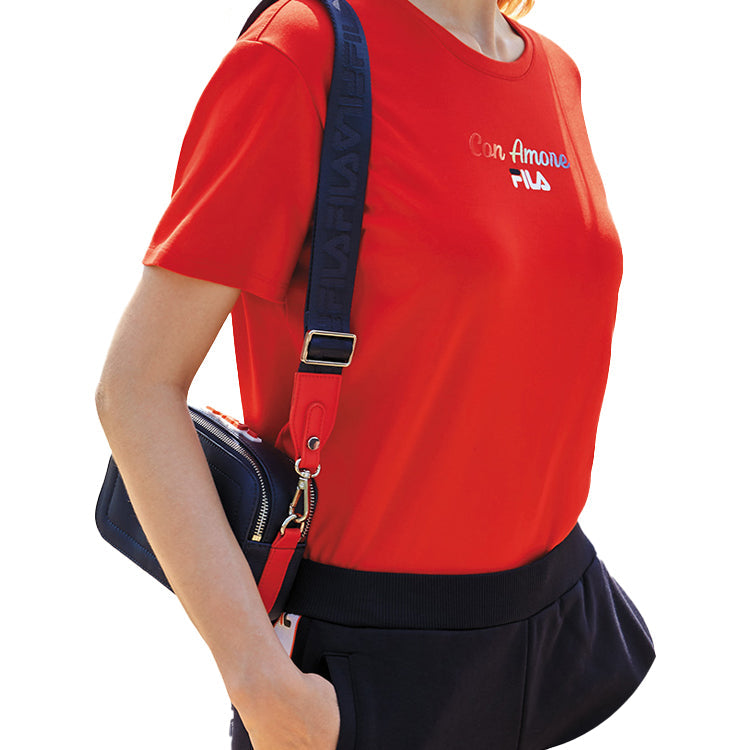(WMNS) FILA Colorful Alphabet Printing Short Sleeve Red T-Shirt F11W028112F-RD