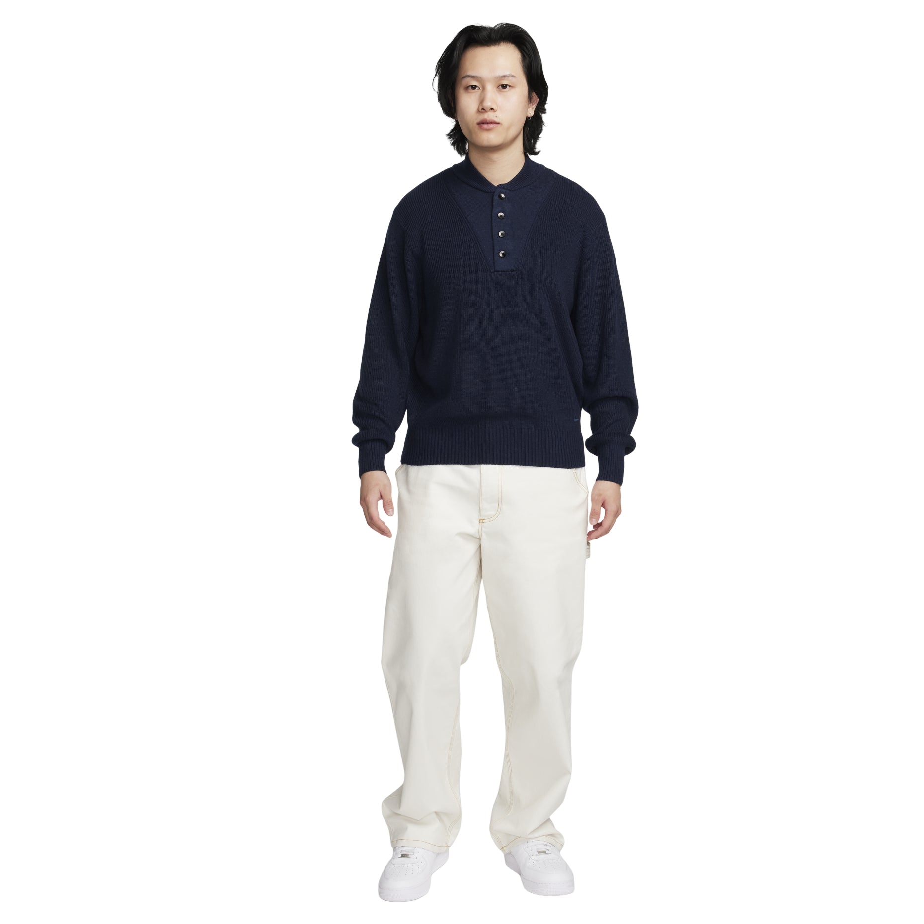 Nike Life Long Sleeve Military Henley Sweater 'Obsidian' FN3119-451