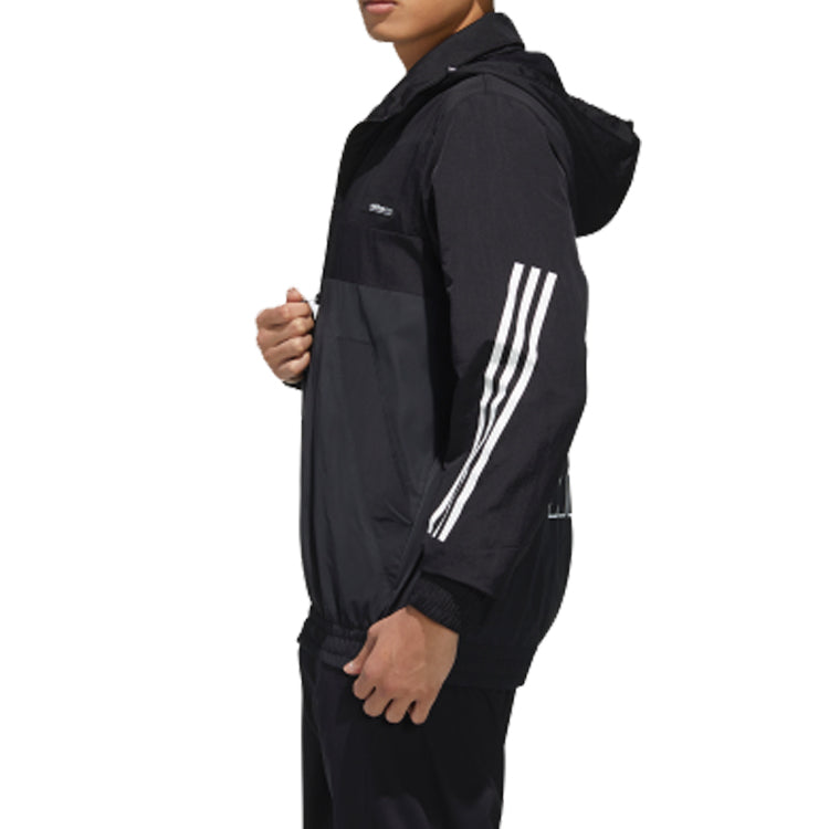 adidas neo M SS WRMLN WB Sports Windbreaker Jacket Black FN6538