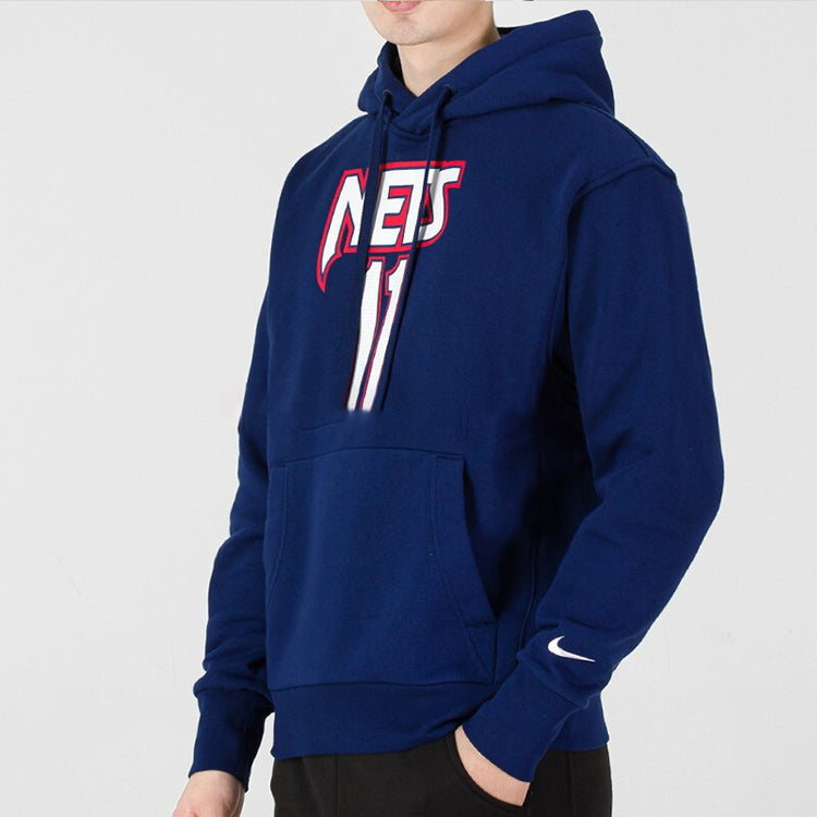 Men's Nike Alphabet Numeric Printing Drawstring Hooded Long Sleeves Blue DB2255-493