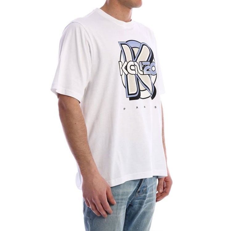 Men's KENZO Alphabet Printing Short Sleeve White T-Shirt 5TS5054SH-01