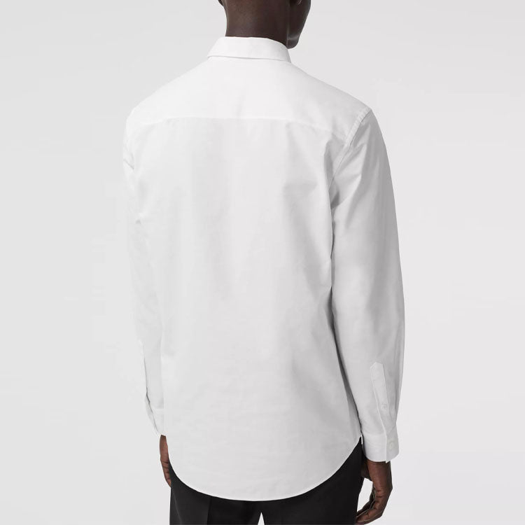 Men's Burberry Embroidered Logo Long Sleeves Shirt White 80367551