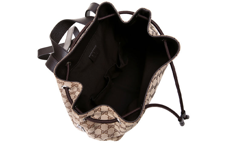 Men's Gucci Logo Drawstring Canvas Bucket Bag Backpack One Size Brown 449175-KY9MN-9790