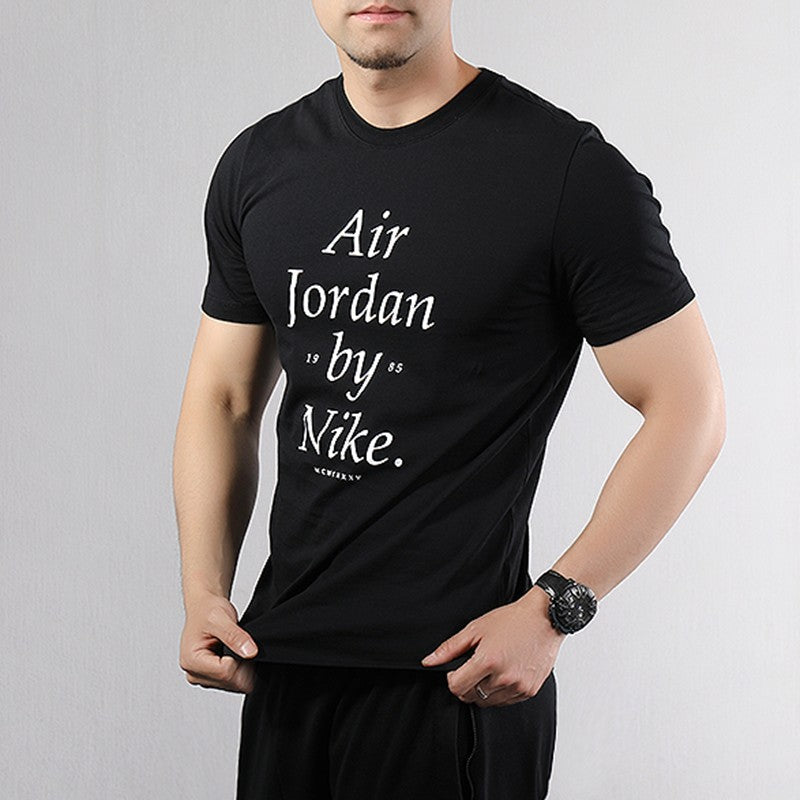 Air Jordan By Nike Alphabet Printing Short Sleeve Black AQ3761-010