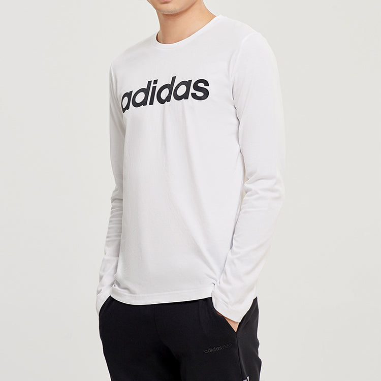 adidas neo M CE LNR LS logo Printing Round Neck Long Sleeves White EI4722