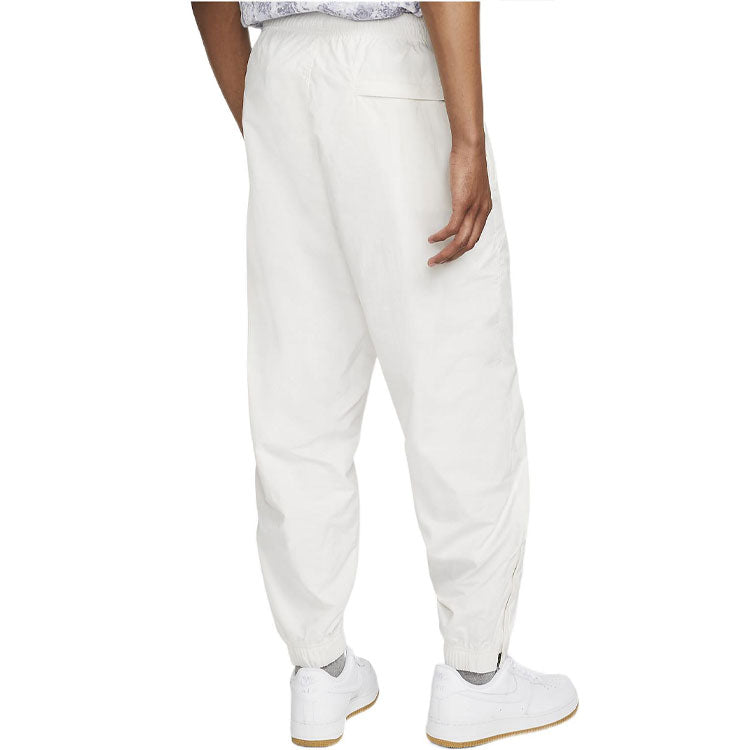 Men's Nike Solid Color Logo Printing Elastic Waistband Bundle Feet Sports Pants/Trousers/Joggers Autumn White DQ6572-030