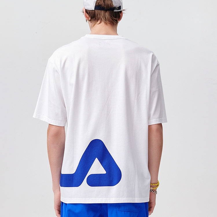 Men's FILA FUSION Contrasting Colors Logo Round Neck Short Sleeve White T11M122114B-WT