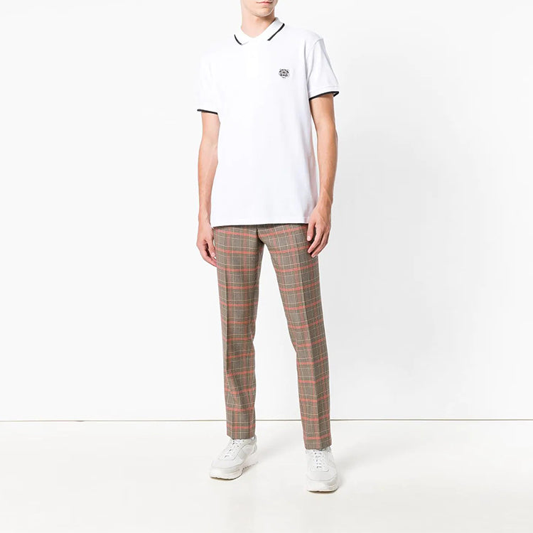 Men's KENZO Embroidered Short Sleeve Polo Shirt White F005PO2014BA-01