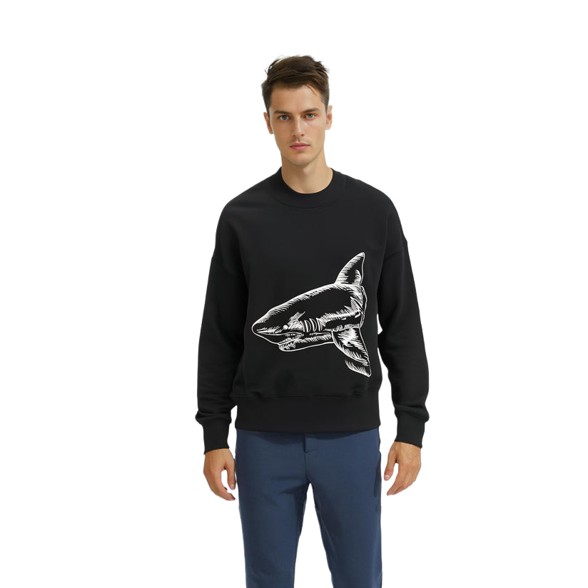 Palm Angels Split Shark Crew 'Black White' PMBA026S23FLE0061003