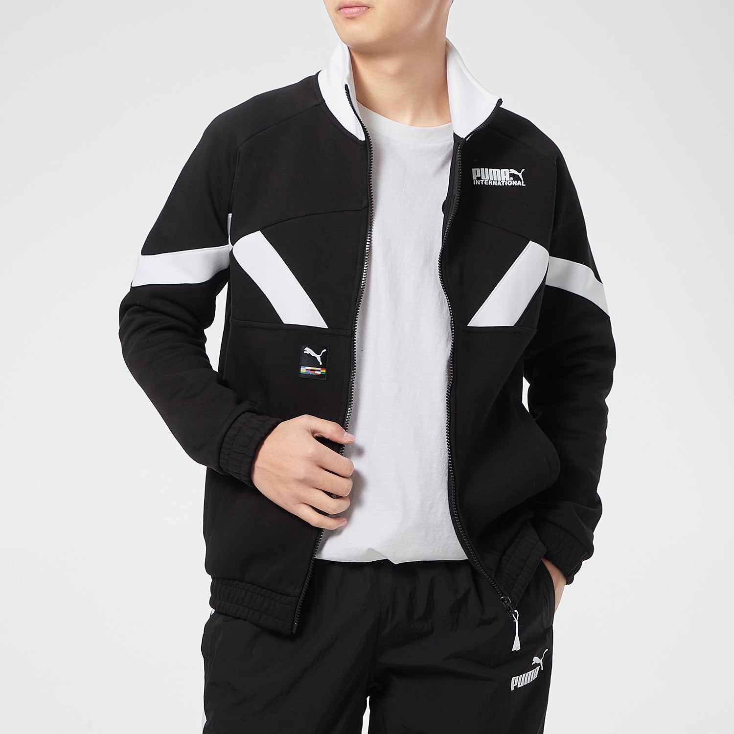 PUMA Logo Sports Stand Collar Jacket Black 531339-01