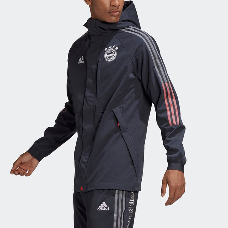 adidas Black Bayern Munich Soccer/Football Sports Hooded Jacket Gray FR3983