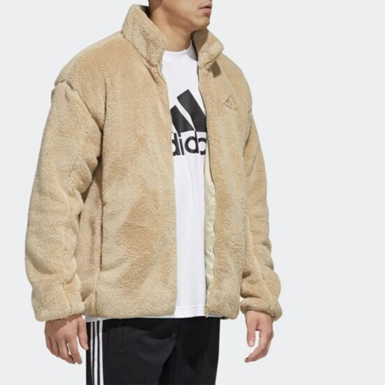 adidas Solid Color Casual Sports Stay Warm Stand Collar Jacket Brown GL7418