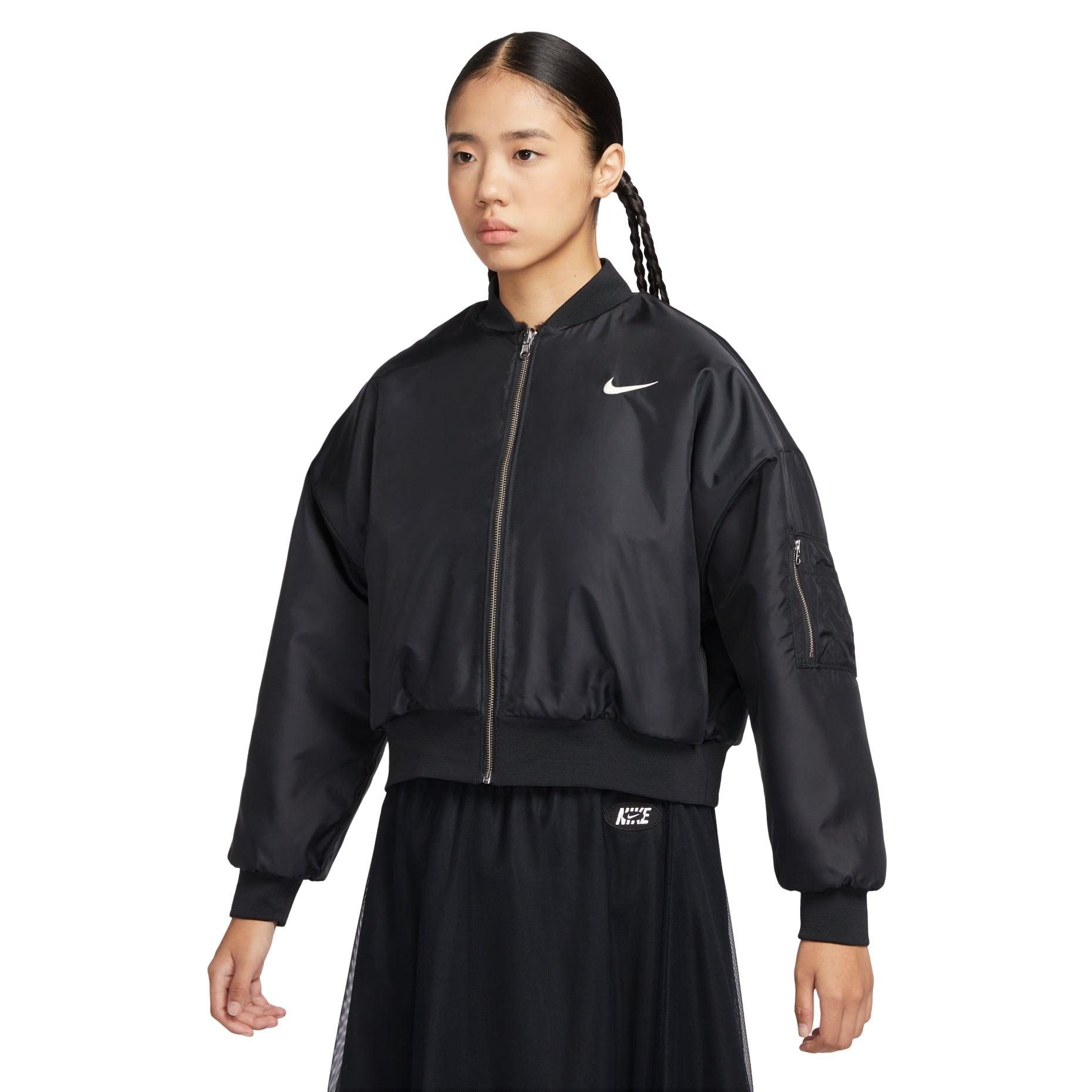 (WMNS) Nike Sportswear Reversible Faux Fur Bomber Jacket 'Black' FB8693-010