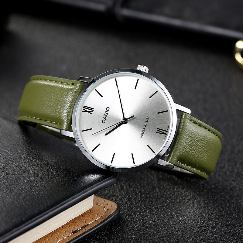 CASIO Men's DRESS Quartz Green Strap Mens Green Analog MTP-VT01L-3B