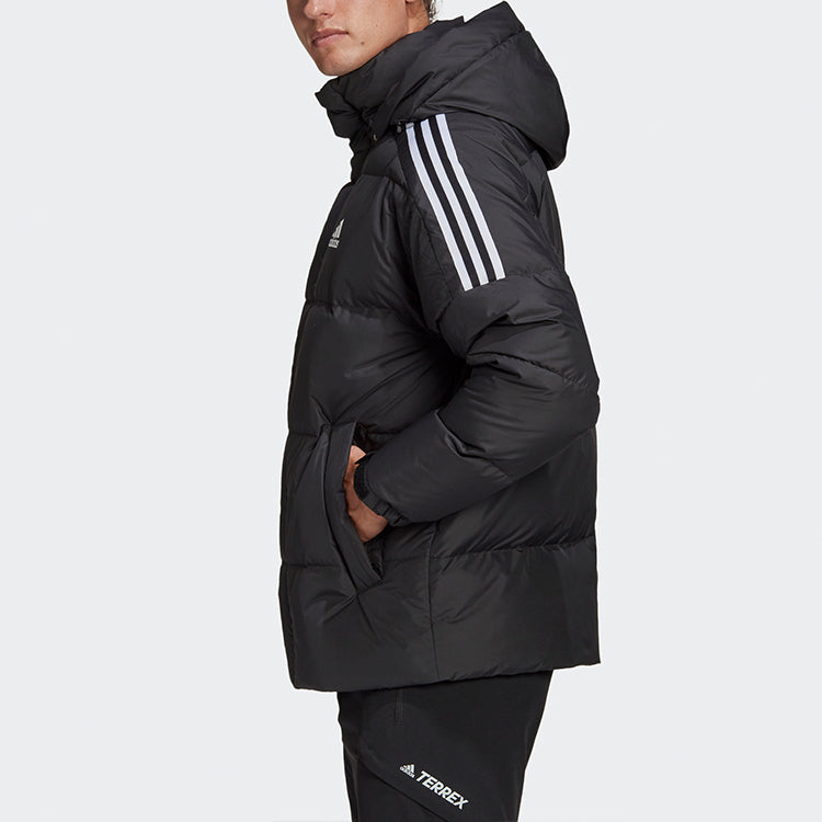 adidas 3st Puff Down J Stay Warm Sports hooded down Jacket Black GF0101
