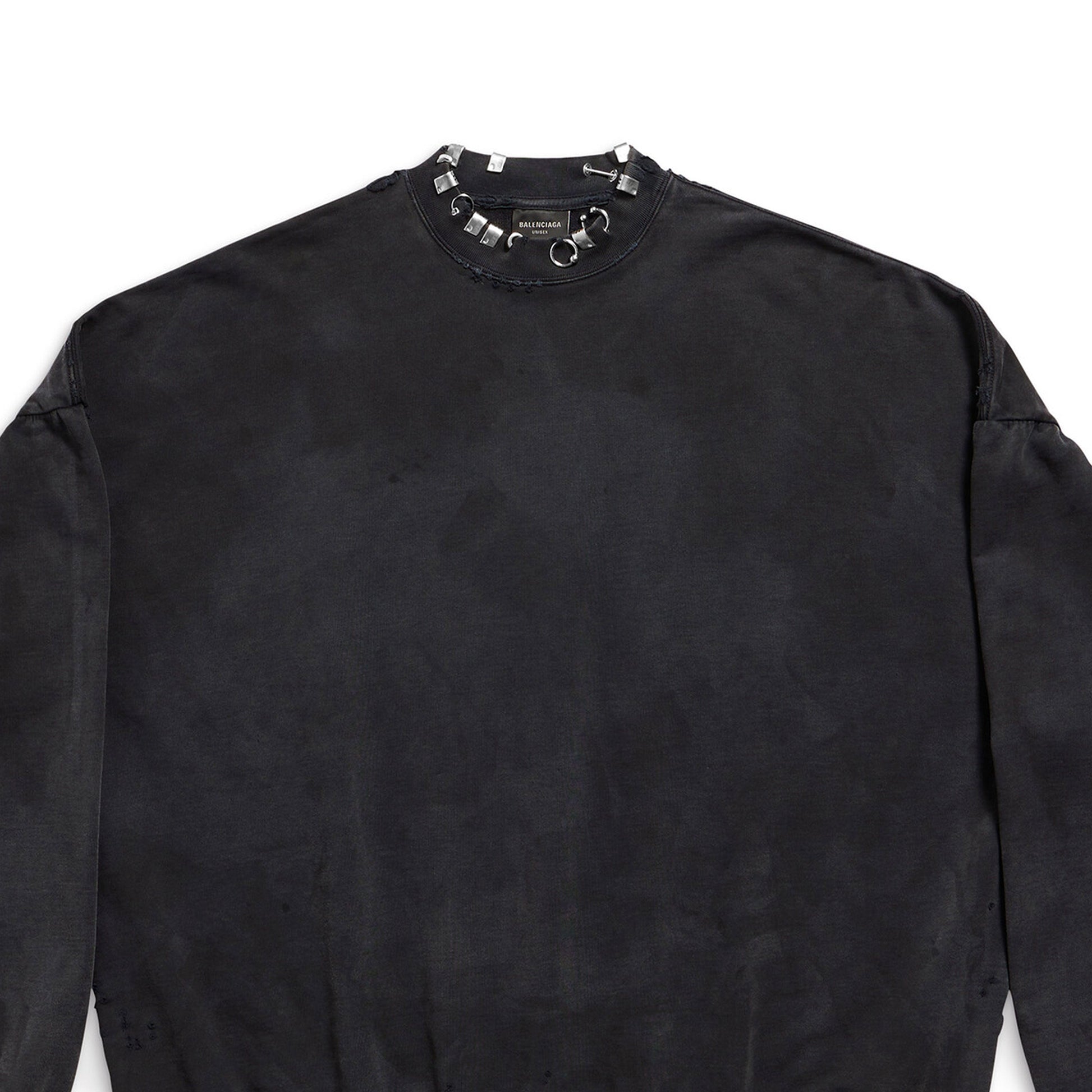 Balenciaga Pierced Round Sweatshirt Oversized 'Black Faded' 762718TPVD91055