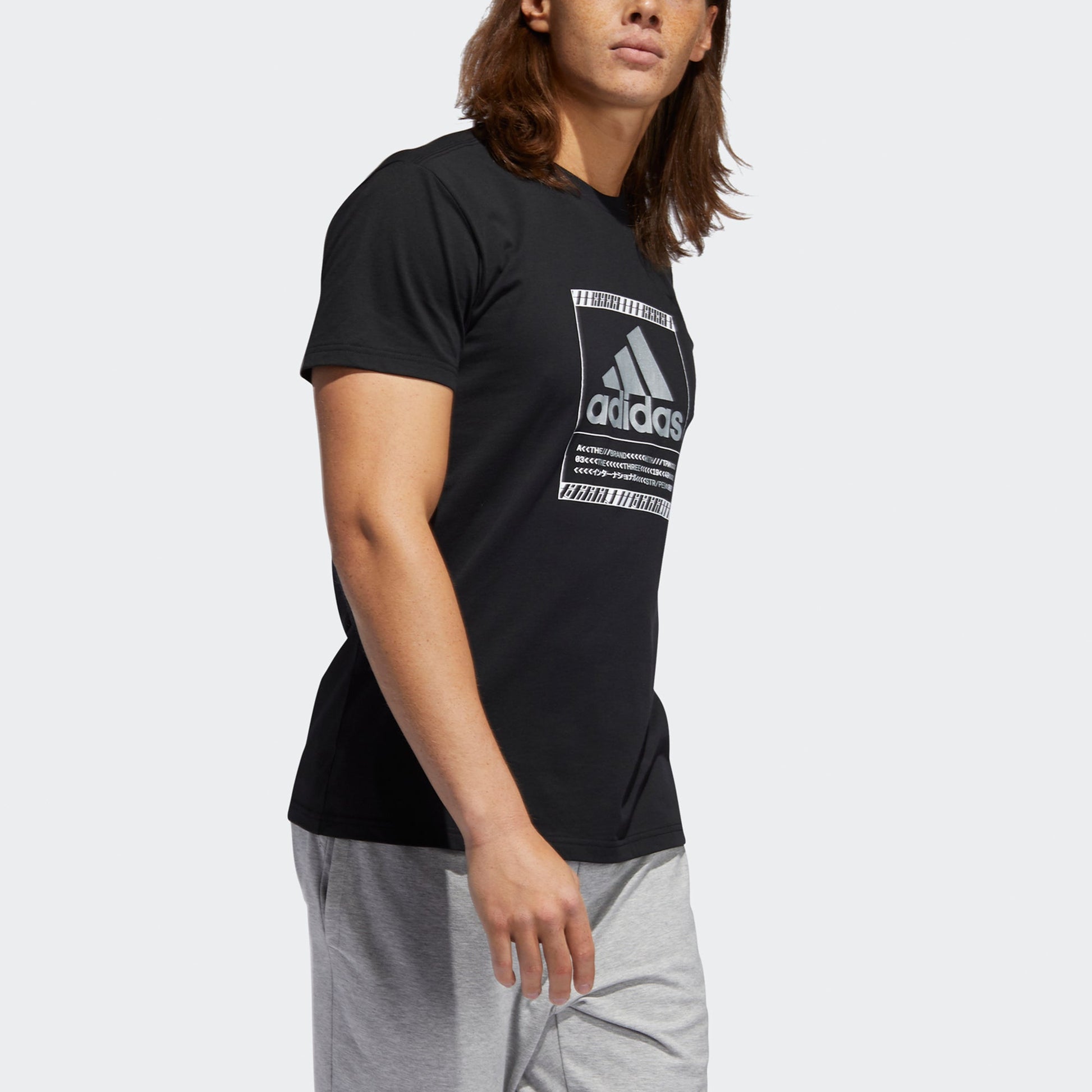 adidas Bos Metallic Sports Stylish Printing Round Neck Short Sleeve Black GF1627
