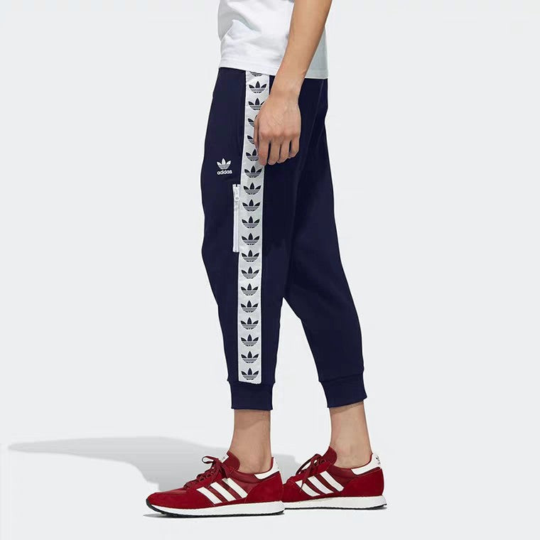 adidas originals Classic Logo Casual Sports Cropped Pants Navy Blue DX4229