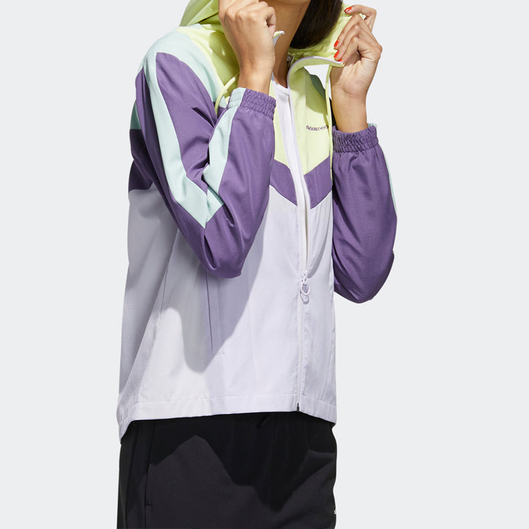 (WMNS) adidas neo Colorblock Adjustable Sports Jacket Yellow Purple FN6505
