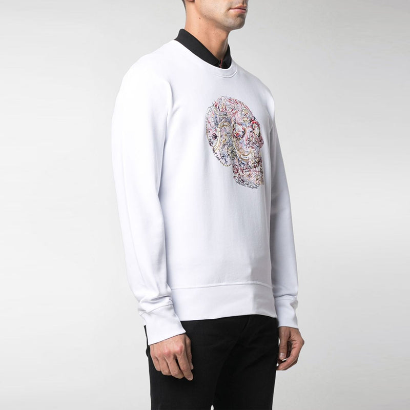 Men's Alexander McQueen Embroidered Round Neck White 650434-QQZ69-0900