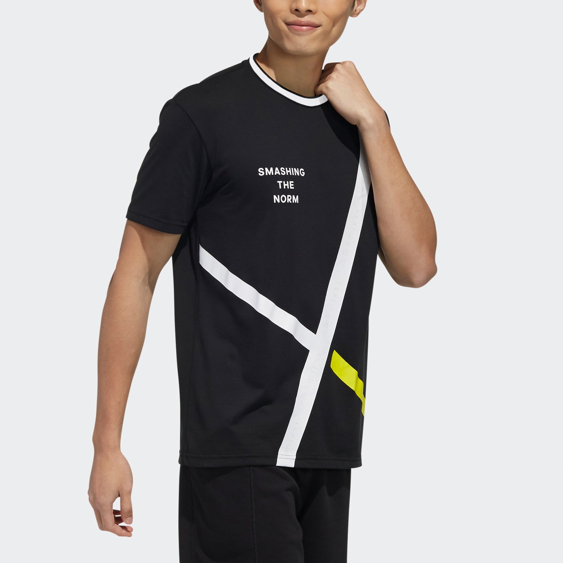 adidas neo M Cs Abs Gr T2 Alphabet Printing Casual Sports Breathable Short Sleeve Black DW8114