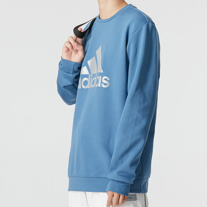 Men's adidas Mh Crew Swt Athleisure Casual Sports Logo Round Neck Autumn Sky Blue HM2963