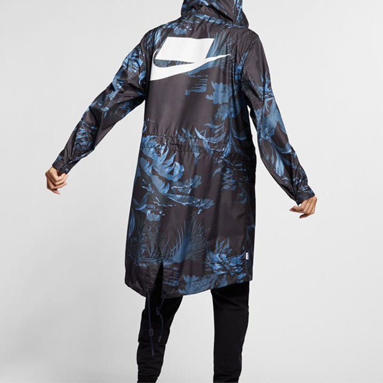 Nike Aop Printed Hooded Parka Coat 'Blue Black' AR1599-010