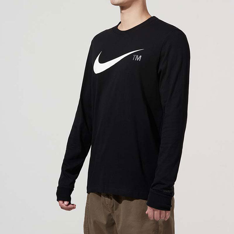 Men's Nike Large Logo Printing Sports Round Neck Pullover Black DD3375-010