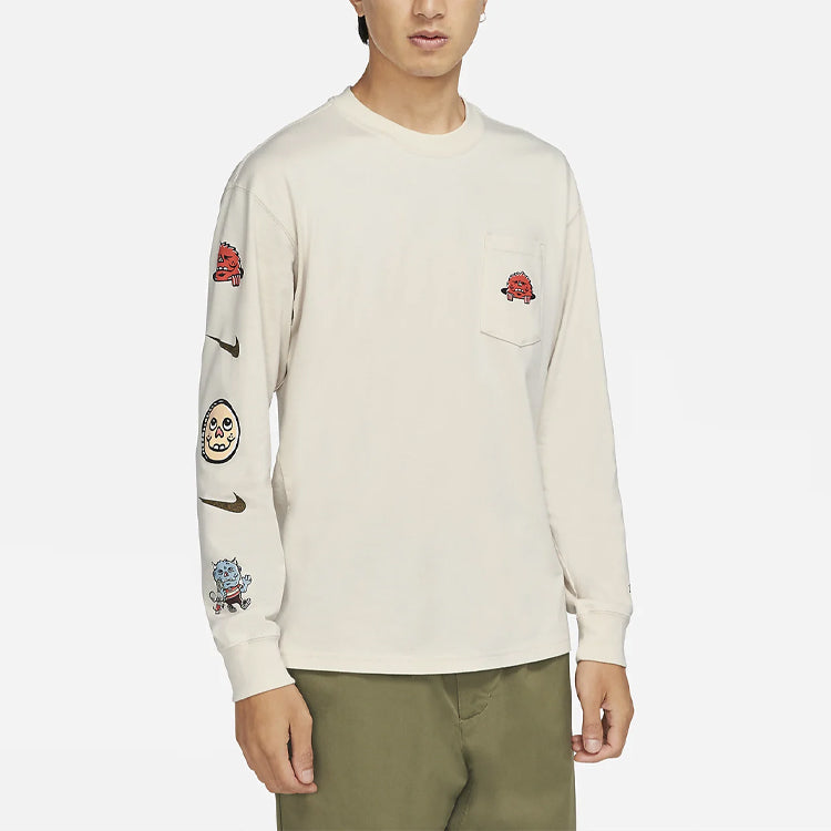Nike SB Cartoon Logo Printing Pocket Skateboard Long Sleeves Light Brown CZ6176-104