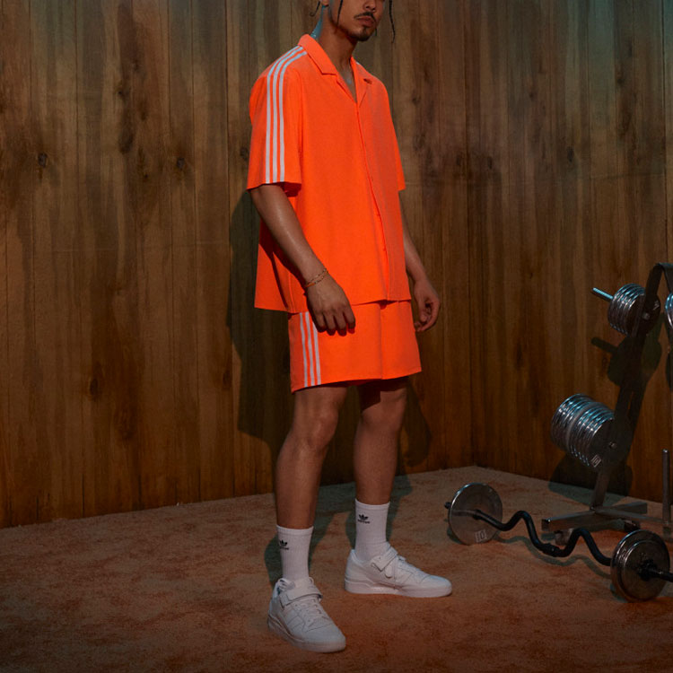 adidas x IVY PARK Crossover lapel Button Shoulder Drop Short Sleeve Shirt Orange HG5102