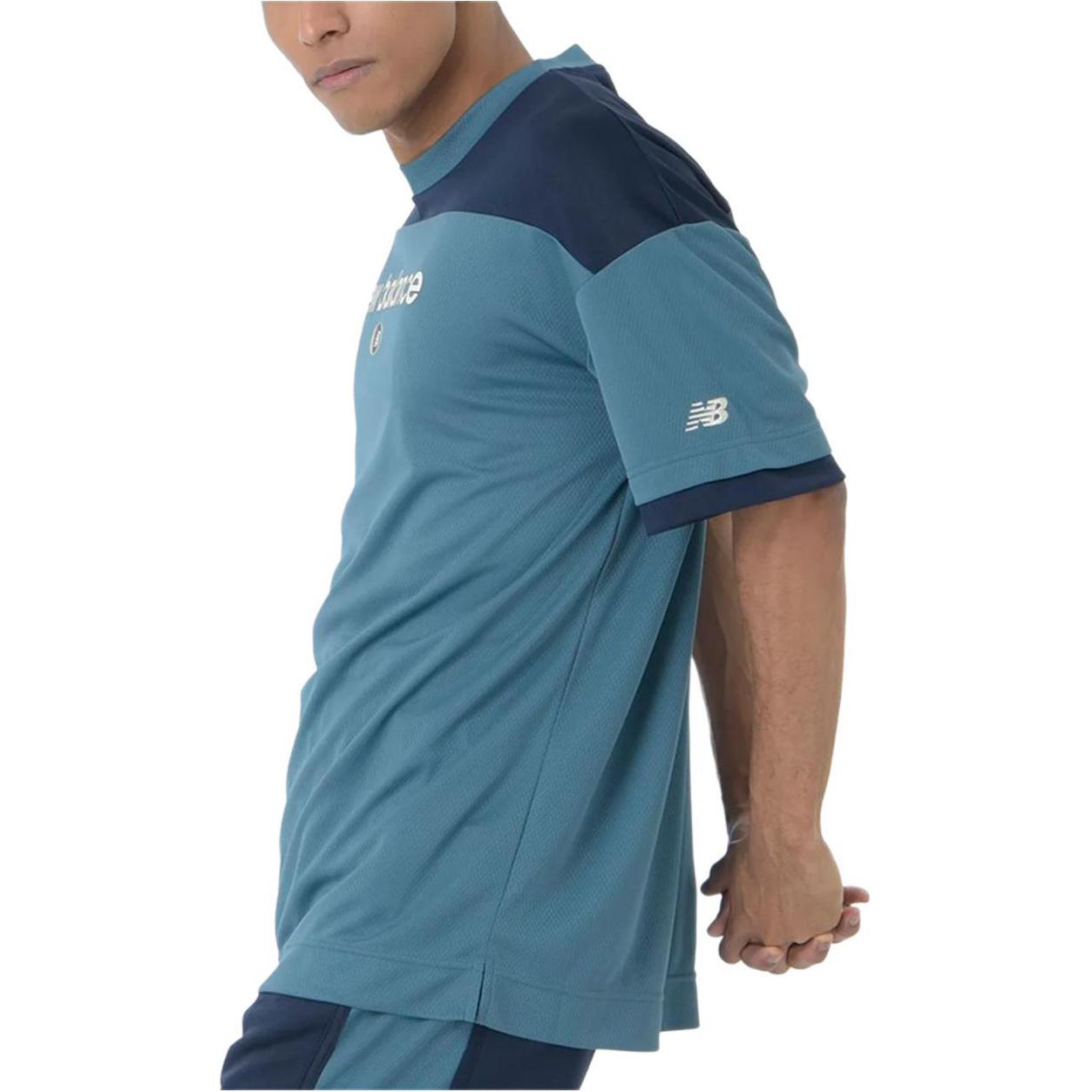 New Balance Linear Logo Honeycomb Mesh T-shirt Asia Sizing 'Elemental Blue' AMT45072-EUB